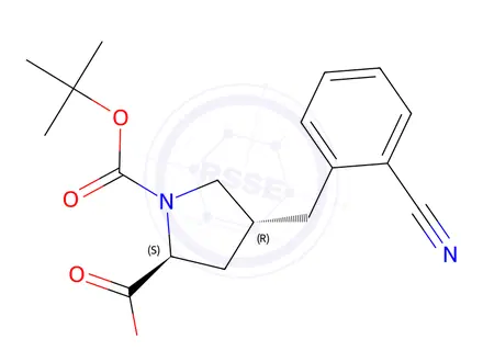 Chemical structure of (2S,4R)-1-(tert-butoxycarbonyl)-4-(2-cyanobenzyl)pyrrolidine-2-carboxylic acid