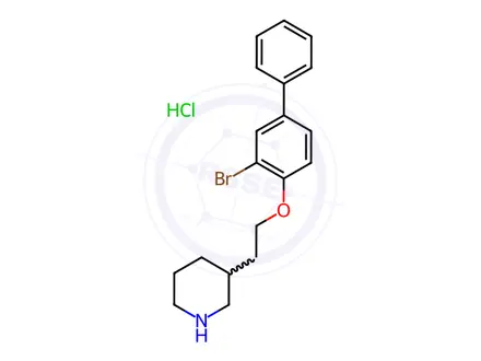 Chemical structure of 3-{2-[(3-Bromo[1,1'-biphenyl]-4-yl)oxy]-ethyl}piperidine hydrochloride