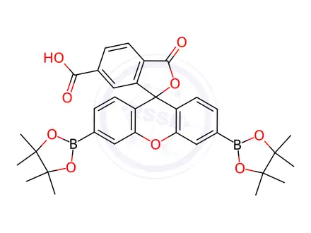 Chemical structure of 3-Oxo-3',6'-bis(4,4,5,5-tetramethyl-1,3,2-dioxaborolan-2-yl)-3H-spiro[isobenzofuran-1,9'-xanthene]-6-carboxylic acid
