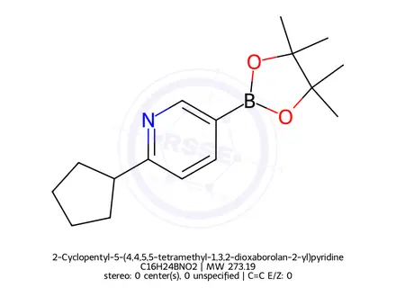 Chemical structure of 2-Cyclopentyl-5-(4,4,5,5-tetramethyl-1,3,2-dioxaborolan-2-yl)pyridine