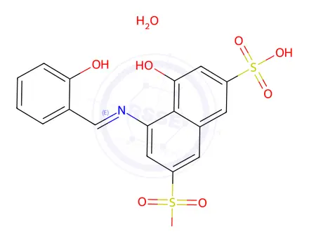 Chemical structure of 4-Hydroxy-5-((2-hydroxybenzylidene)amino)naphthalene-2,7-disulfonic acid hydrate