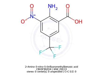 Chemical structure of 2-Amino-3-nitro-5-(trifluoromethyl)benzoic acid