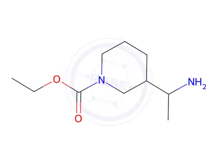 Chemical structure of ethyl 3-(1-aminoethyl)piperidine-1-carboxylate