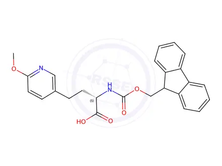 Chemical structure of 3-Pyridinebutanoic acid, α-[[(9H-fluoren-9-ylmethoxy)carbonyl]amino]-6-methoxy-, (αS)-