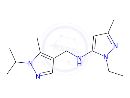 Chemical structure of 1-ethyl-N-[(1-isopropyl-5-methyl-1H-pyrazol-4-yl)methyl]-3-methyl-1H-pyrazol-5-amine