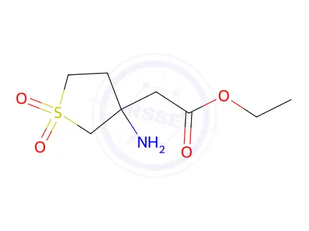 Chemical structure of Ethyl 2-(3-amino-1,1-dioxidotetrahydrothiophen-3-yl)acetate