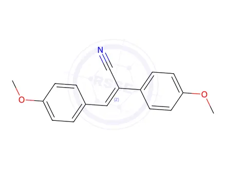 Chemical structure of (2Z)-2,3-bis(4-methoxyphenyl)prop-2-enenitrile