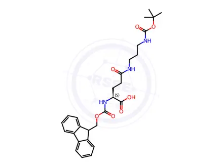 Chemical structure of 13-Oxa-2,7,11-triazapentadecanoic acid, 3-carboxy-14,14-dimethyl-6,12-dioxo-, 1-(9H-fluoren-9-ylmethyl) ester, (3S)-