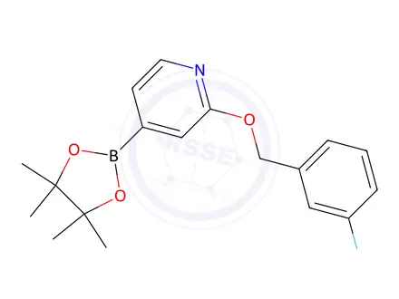 Chemical structure of 2-((3-Fluorobenzyl)oxy)-4-(4,4,5,5-tetramethyl-1,3,2-dioxaborolan-2-yl)pyridine