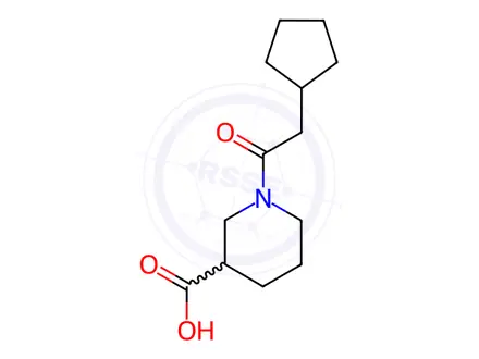 Chemical structure of 1-(2-Cyclopentylacetyl)piperidine-3-carboxylic acid