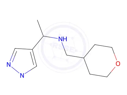 Chemical structure of 1-(1-Methyl-1H-pyrazol-4-yl)-N-((tetrahydro-2H-pyran-4-yl)methyl)ethan-1-amine