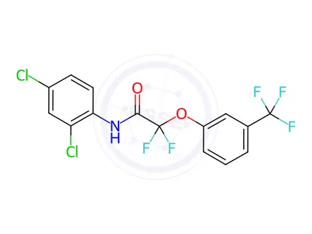 Chemical structure of N-(2,4-dichlorophenyl)-2,2-difluoro-2-(3-(trifluoromethyl)phenoxy)acetamide