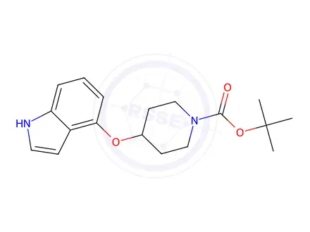 Chemical structure of 1,1-dimethylethyl 4-(1H-indol-4-yloxy)-1-piperidinecarboxylate