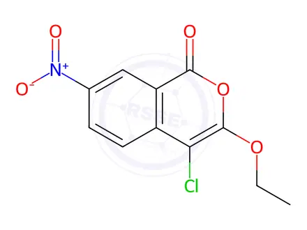Chemical structure of 4-Chloro-3-ethoxy-7-nitro-1H-2-benzopyran-1-one