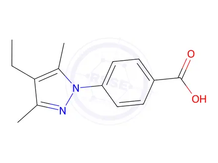 Chemical structure of 4-(4-Ethyl-3,5-dimethyl-1H-pyrazol-1-yl)benzoic acid