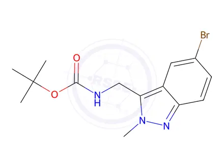 Chemical structure of Tert-butyl ((5-bromo-2-methyl-2H-indazol-3-yl)methyl)carbamate