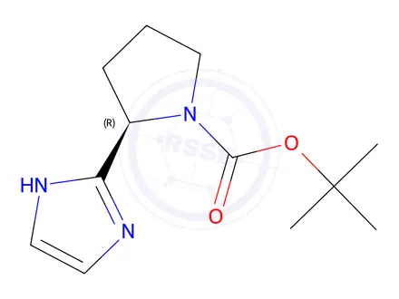 Chemical structure of tert-butyl (2R)-2-(1H-imidazol-2-yl)pyrrolidine-1-carboxylate