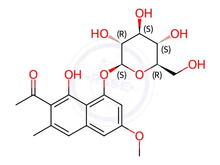 Chemical structure of Torachrysone-8-O-β-D-glucopyranoside