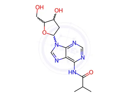 Chemical structure of Adenosine, 2'-deoxy-N-(2-methyl-1-oxopropyl)-