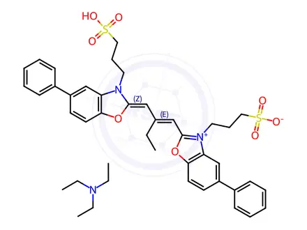 Chemical structure of 3,3'-DISULFOPROPYL-5,5'-DIPHENYL-9-ETHYLOXACARBOCYANINE TRIETHYLAMMONIUM SALT