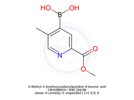 Chemical structure of 5-Methyl-2-(methoxycarbonyl)pyridine-4-boronic acid