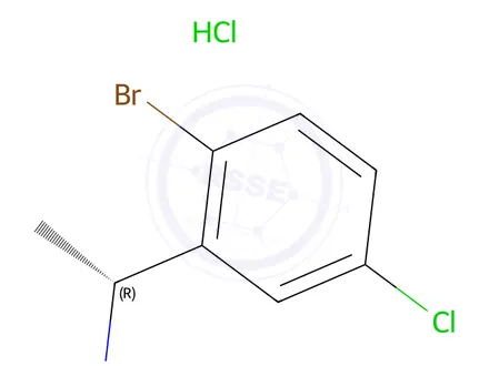 Chemical structure of (R)-1-(2-Bromo-5-chlorophenyl)ethan-1-amine hydrochloride