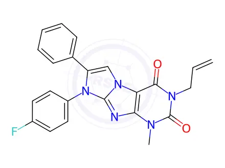 Chemical structure of 6-(4-fluorophenyl)-4-methyl-7-phenyl-2-prop-2-enylpurino[7,8-a]imidazole-1,3-dione