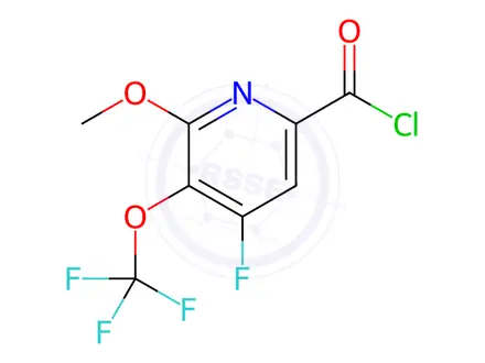 Chemical structure of 4-Fluoro-2-methoxy-3-(trifluoromethoxy)pyridine-6-carbonyl chloride