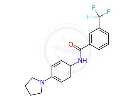 Chemical structure of N-(4-(pyrrolidin-1-yl)phenyl)-3-(trifluoromethyl)benzamide