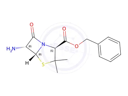 Chemical structure of Benzyl (2S,6R)-6-amino-3,3-dimethyl-7-oxo-4-thia-1-azabicyclo[3.2.0]heptane-2-carboxylate