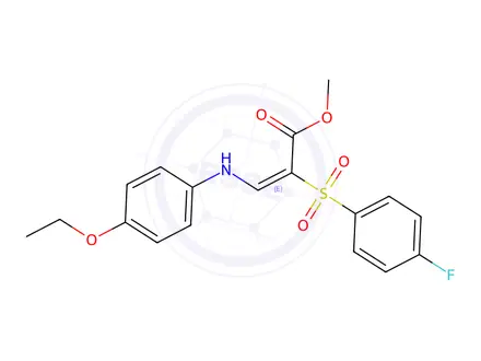 Chemical structure of Methyl (2E)-3-[(4-ethoxyphenyl)amino]-2-(4-fluorobenzenesulfonyl)prop-2-enoate