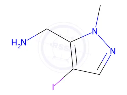 Chemical structure of (4-iodo-1-methyl-1H-pyrazol-5-yl)methanamine dihydrochloride