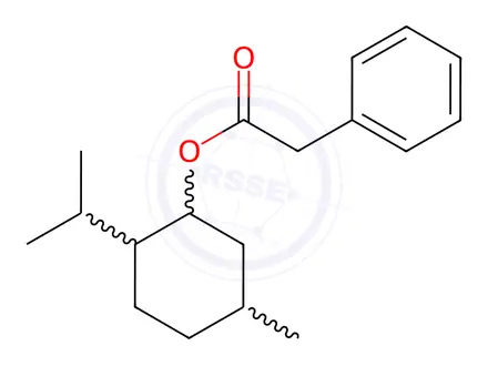 Chemical structure of 2-isopropyl-5-methylcyclohexyl phenylacetate