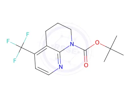 Chemical structure of Tert-butyl 5-(trifluoromethyl)-3,4-dihydro-1,8-naphthyridine-1(2H)-carboxylate