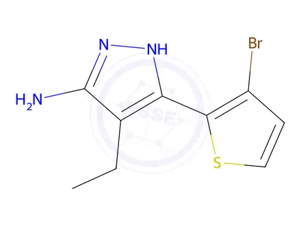 Chemical structure of 3-(3-Bromothiophen-2-yl)-4-ethyl-1h-pyrazol-5-amine