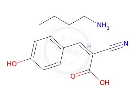 Chemical structure of Butan-1-aminium 2-cyano-3-(4-hydroxyphenyl)acrylate
