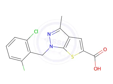 Chemical structure of 1-[(2,6-dichlorophenyl)methyl]-3-methyl-1h-thieno[2,3-c]pyrazole-5-carboxylic acid