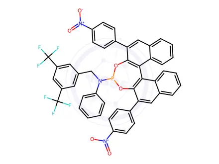 Chemical structure of N-(3,5-bis(trifluoromethyl)benzyl)-2,6-bis(4-nitrophenyl)-N-phenyldinaphtho[2,1-d:1',2'-f][1,3,2]dioxaphosphepin-4-amine