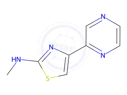 Chemical structure of N-methyl-4-(pyrazin-2-yl)thiazol-2-amine