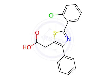 Chemical structure of 2-[2-(2-Chlorophenyl)-4-phenyl-1,3-thiazol-5-yl]-acetic acid