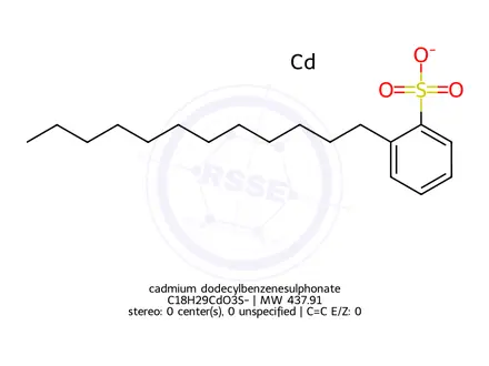 Chemical structure of cadmium dodecylbenzenesulphonate