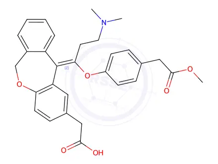 Chemical structure of (Z)-2-(11-(3-(dimethylamino)-1-(4-(2-methoxy-2-oxoethyl)phenoxy)propylidene)-6,11-dihydrodibenzo[b,e]oxepin-2-yl)acetic acid