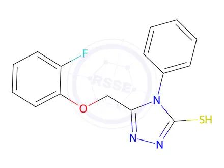 Chemical structure of 5-[(2-fluorophenoxy)methyl]-4-phenyl-4H-1,2,4-triazole-3-thiol