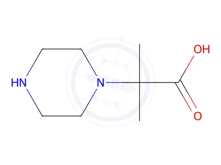 Chemical structure of 2-Methyl-2-(piperazin-1-yl)propanoic acid
