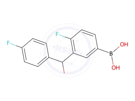 Chemical structure of 4-Fluoro-3-[(4-fluorophenyl)(hydroxy)methyl]phenylboronic acid