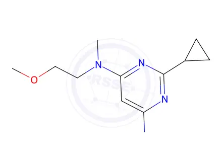 Chemical structure of 2-cyclopropyl-n4-(2-methoxyethyl)-n4,n6-dimethylpyrimidine-4,6-diamine