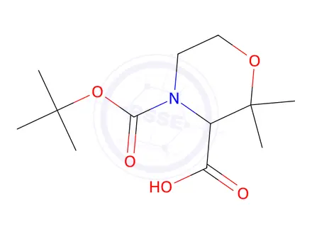 Chemical structure of 4-(tert-Butoxycarbonyl)-2,2-dimethylmorpholine-3-carboxylic acid