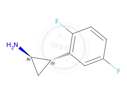 Chemical structure of (1R,2S)-2-(2,5-difluorophenyl)cyclopropanamine
