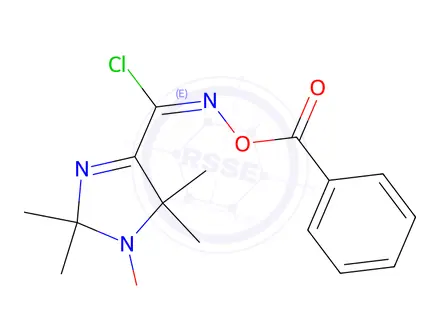 Chemical structure of 2,2,5,5-TETRAMETHYL-4-BENZOYLOXYIMINOCHLOROMETHYL-3-IMIDAZOLINE-1-OXYL