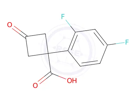 Chemical structure of 1-(2,4-Difluorophenyl)-3-oxocyclobutane-1-carboxylic acid